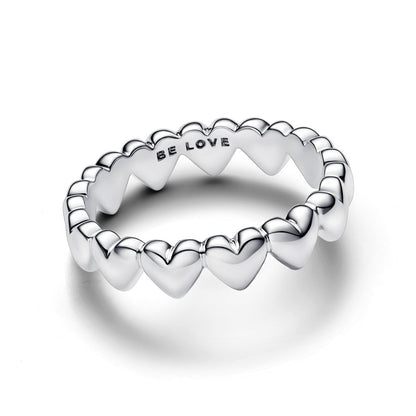 Anillo Fila de Corazones Plateado - Charms Factory