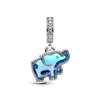 Charm Colgante de Cristal de Murano Azul Elefante - Charms Factory