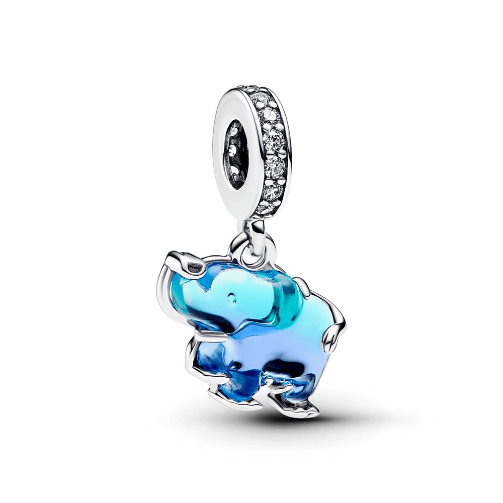 Charm Colgante de Cristal de Murano Azul Elefante - Charms Factory