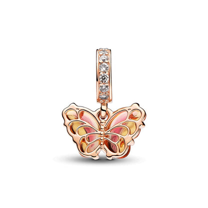 Charm Colgante de Cristal de Murano Rosa y Amarillo Mariposa - Charms Factory