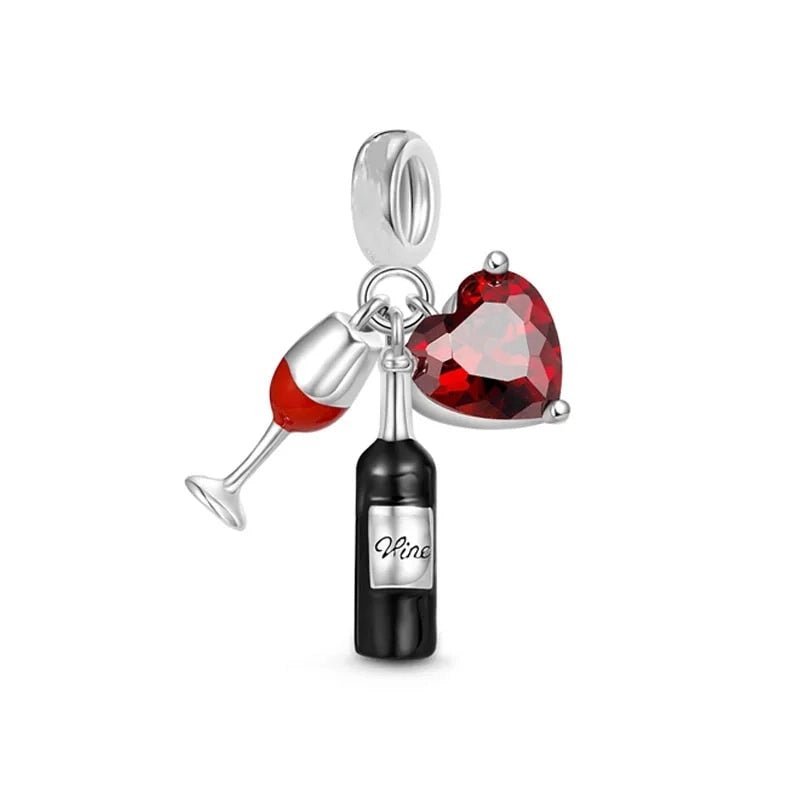 Encantadores Charms de Café y Botella de Vino - Charms Factory