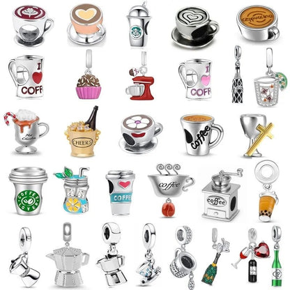 Encantadores Charms de Café y Botella de Vino - Charms Factory